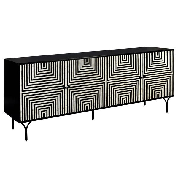 Buffet 4 portes Atlas, Noir et Blanc