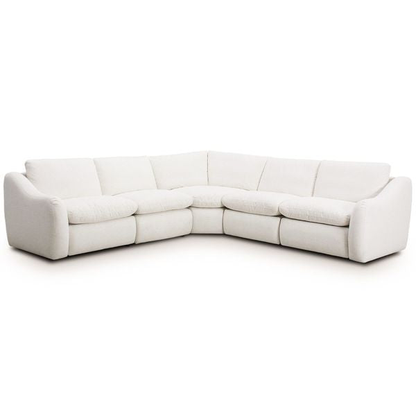 Canape Modulaire Inclinable electrique 5 Pieces Crawford, Neige Nomade