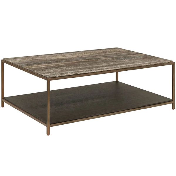 Table Basse Montclair, Travertin Gris Fonce