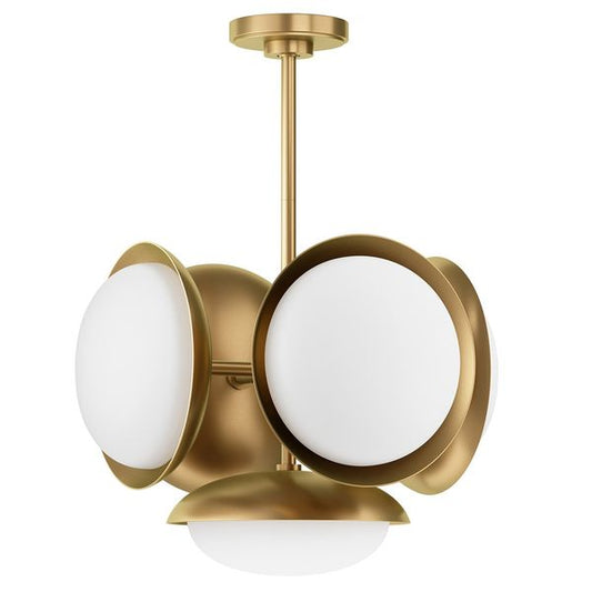 Suspension 5 lampes Bond, Laiton Naturel