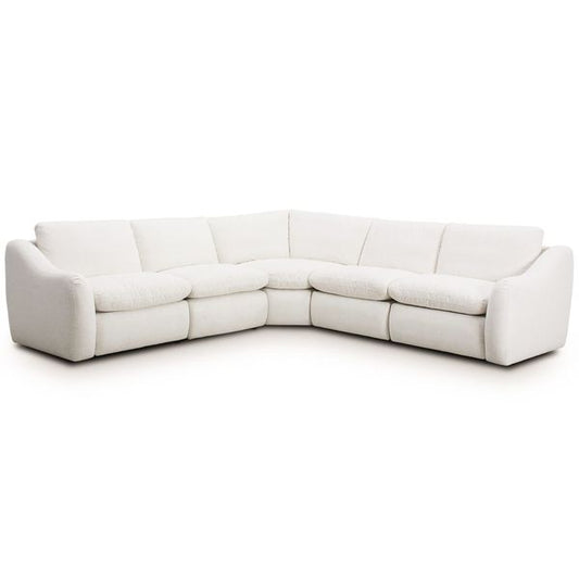 Canape Modulaire Inclinable electrique 5 Pieces Crawford, Neige Nomade